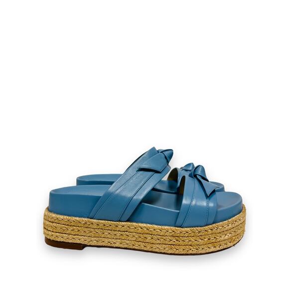 ALEXANDRE BIRMAN Blue Leather Knotted Clarita Platform Espadrille Slide EU 36.5 - Picture 5 of 9